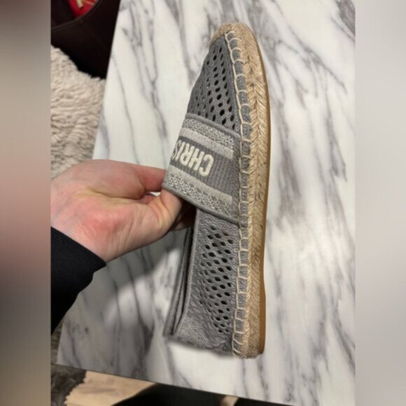 Lightly used- DIOR Granville Embroidered MeshCotton Flat Espadrille - Picture 3 of 15